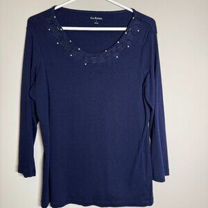 Kim Rogers Long Sleeve Navy Top